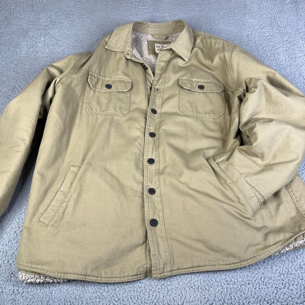 RED HEAD  Co Sherpa Fleece Lined Jacket Mens XLT Khaki Coat Utility XXL Shacket